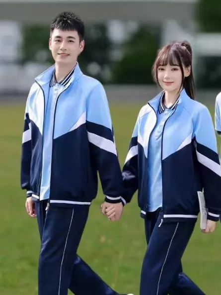 中學(xué)運動校服春秋款淺藍(lán)深藍(lán)配色