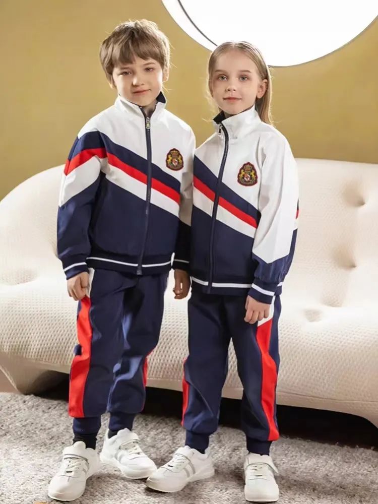 小學(xué)運動校服春秋款紅白藍(lán)配色