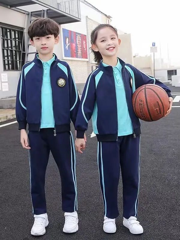 小學(xué)運動校服春秋款深藍(lán)青配色