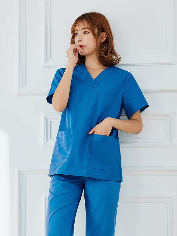 洗手衣短袖女純棉洗手服刷手衣醫(yī)生護士隔離衣墨綠分體套裝工作服