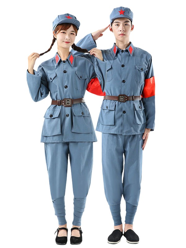 棉麻紅軍演出服八路軍大人長(zhǎng)征抗戰(zhàn)老軍裝服裝男女成人表演服衣服