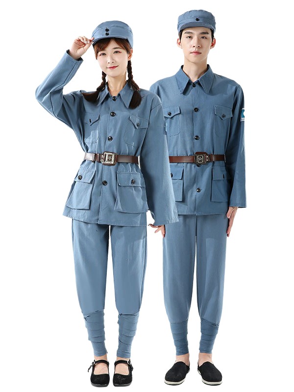 棉麻紅軍演出服八路軍大人長(zhǎng)征抗戰(zhàn)老軍裝服裝男女成人表演服衣服
