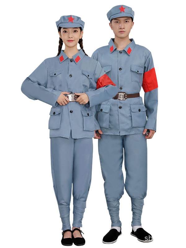棉麻紅軍演出服八路軍大人長(zhǎng)征抗戰(zhàn)老軍裝服裝男女成人表演服衣服