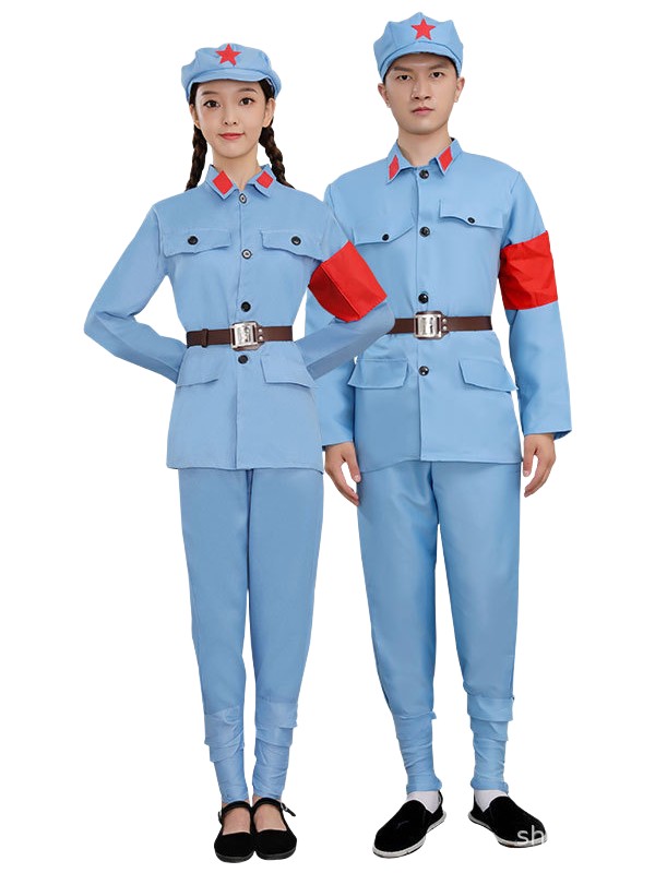 棉麻紅軍演出服八路軍大人長(zhǎng)征抗戰(zhàn)老軍裝服裝男女成人表演服衣服