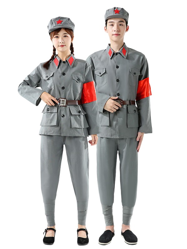 棉麻紅軍演出服八路軍大人長(zhǎng)征抗戰(zhàn)老軍裝服裝男女成人表演服衣服