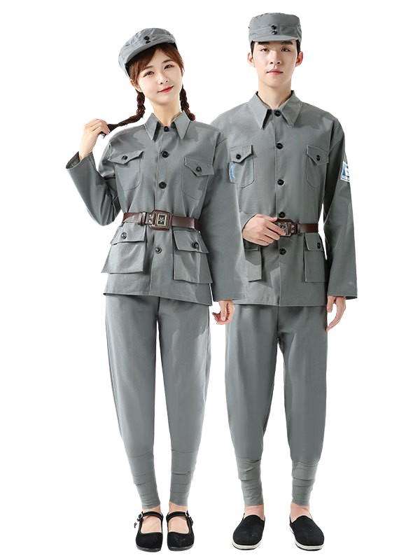 棉麻紅軍演出服八路軍大人長(zhǎng)征抗戰(zhàn)老軍裝服裝男女成人表演服衣服